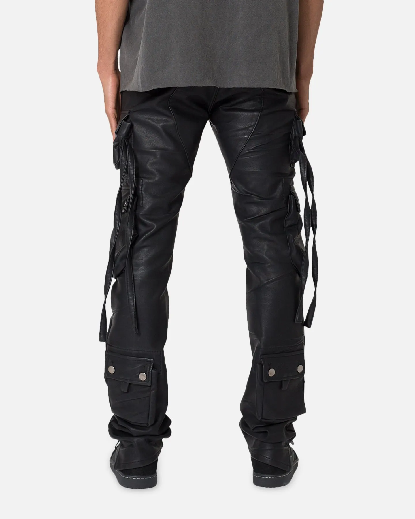 MNML D152 Leather Cargo Pants Black