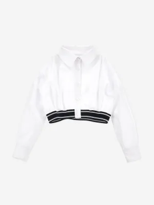 Monnalisa Girls Cropped Shirt in White