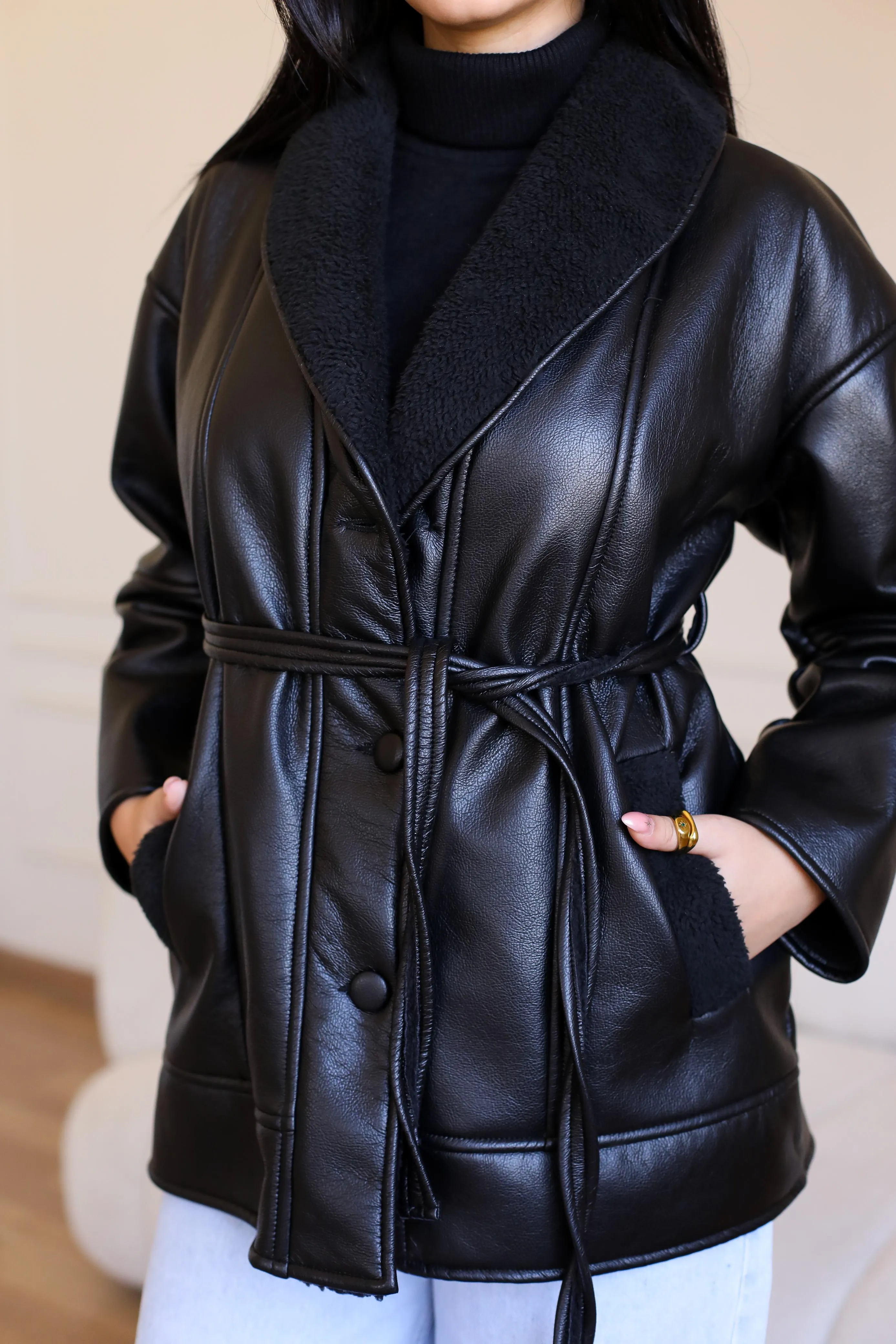 Natural Leather Jacket in black