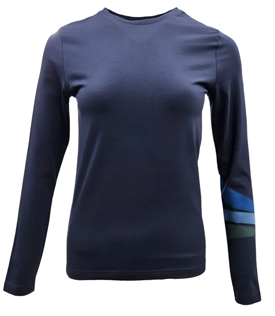 Navy 3 Stripe Long Sleeve T-shirt