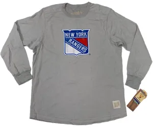 New York Rangers Retro Brand Gray Shield Logo Heavyweight Long Sleeve T-Shirt