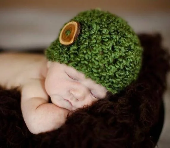 Newborn Baby Beanie Hat Grass Green