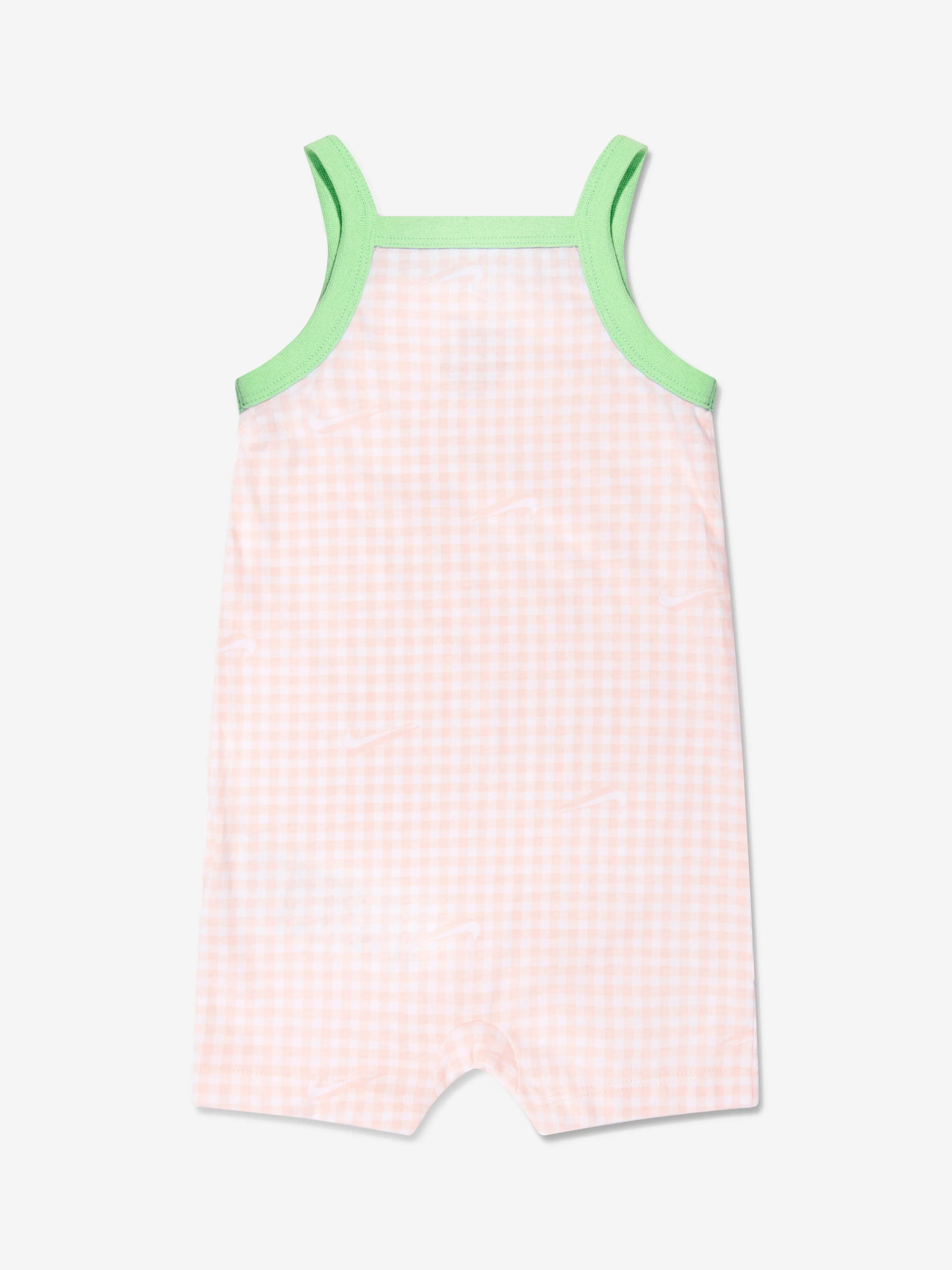 Nike Baby Girls Gingham Romper in Pink