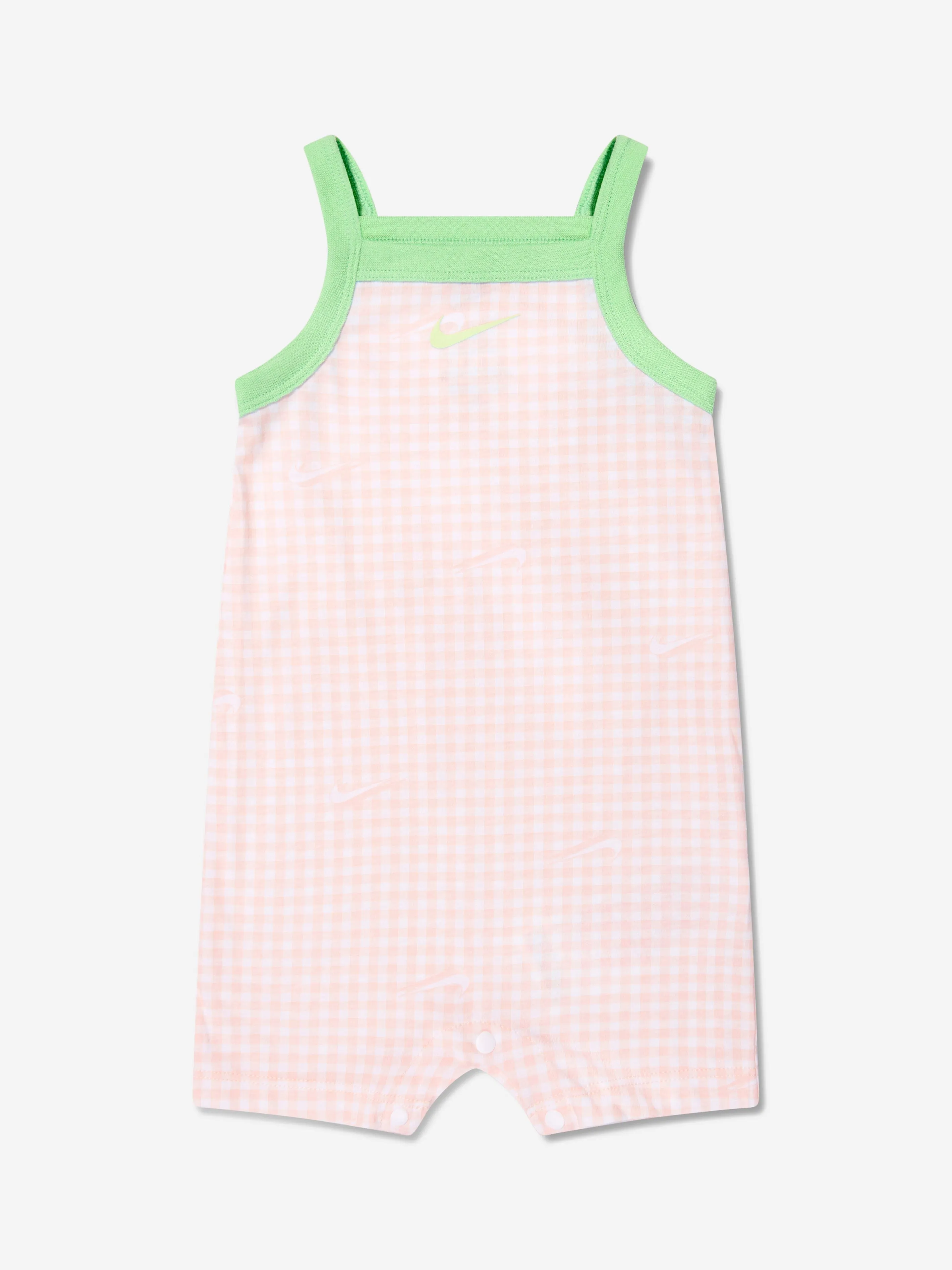 Nike Baby Girls Gingham Romper in Pink