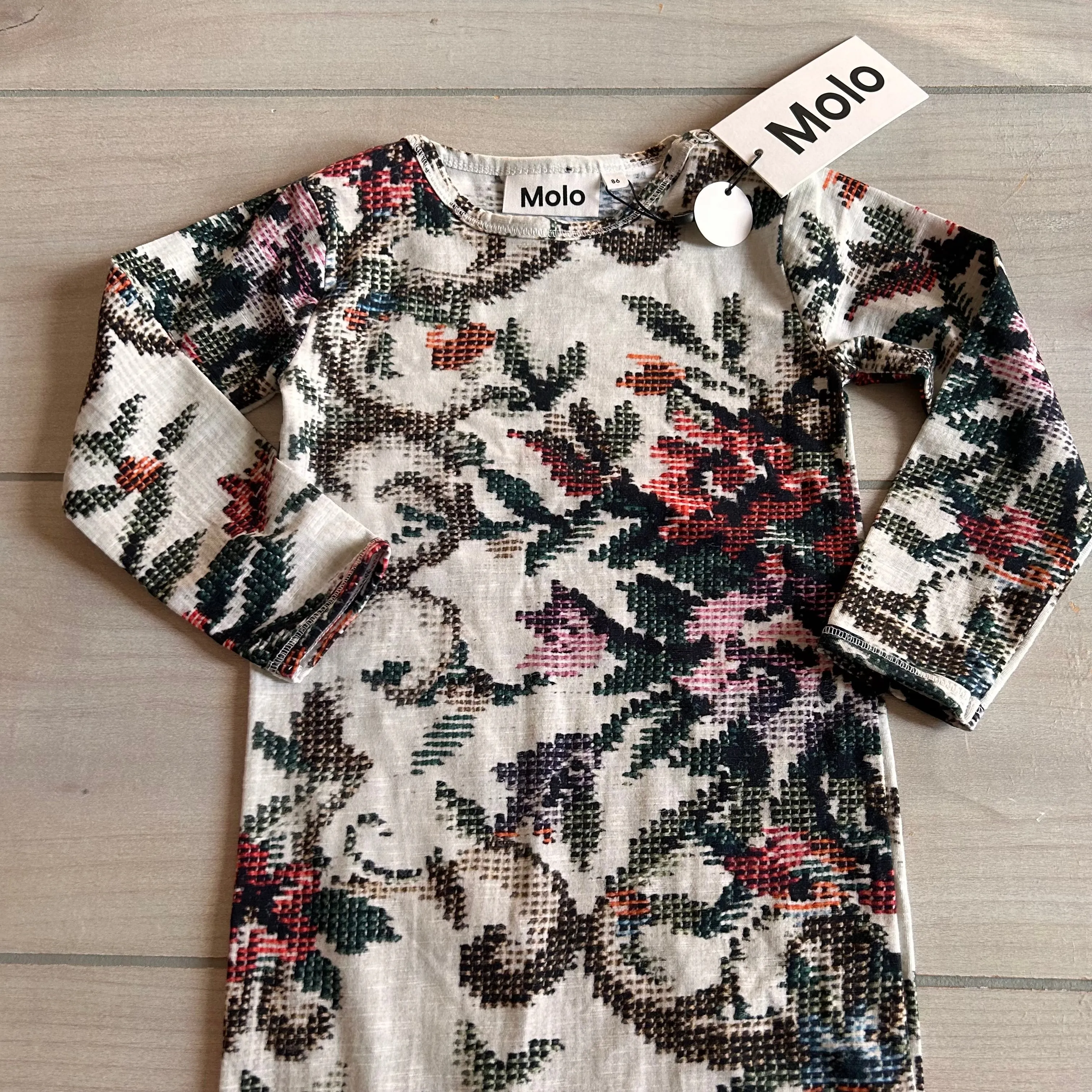 NWT Molo 100% Organic Cotton Cross Stitch Print Romper