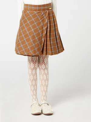 One Friday Brown Checks Skirt