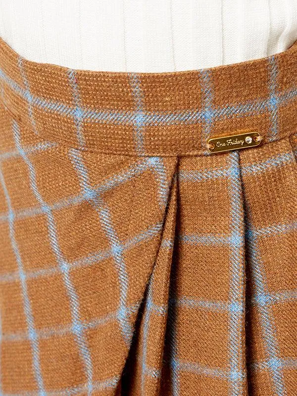 One Friday Brown Checks Skirt