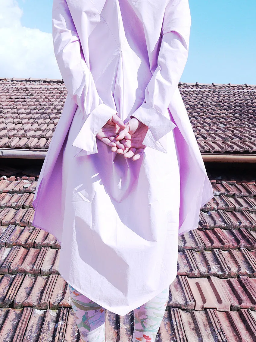 Origami Cotton Shirt Dress / Pink