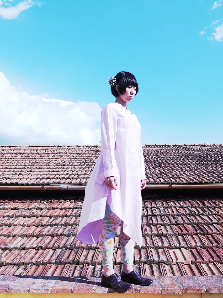 Origami Cotton Shirt Dress / Pink