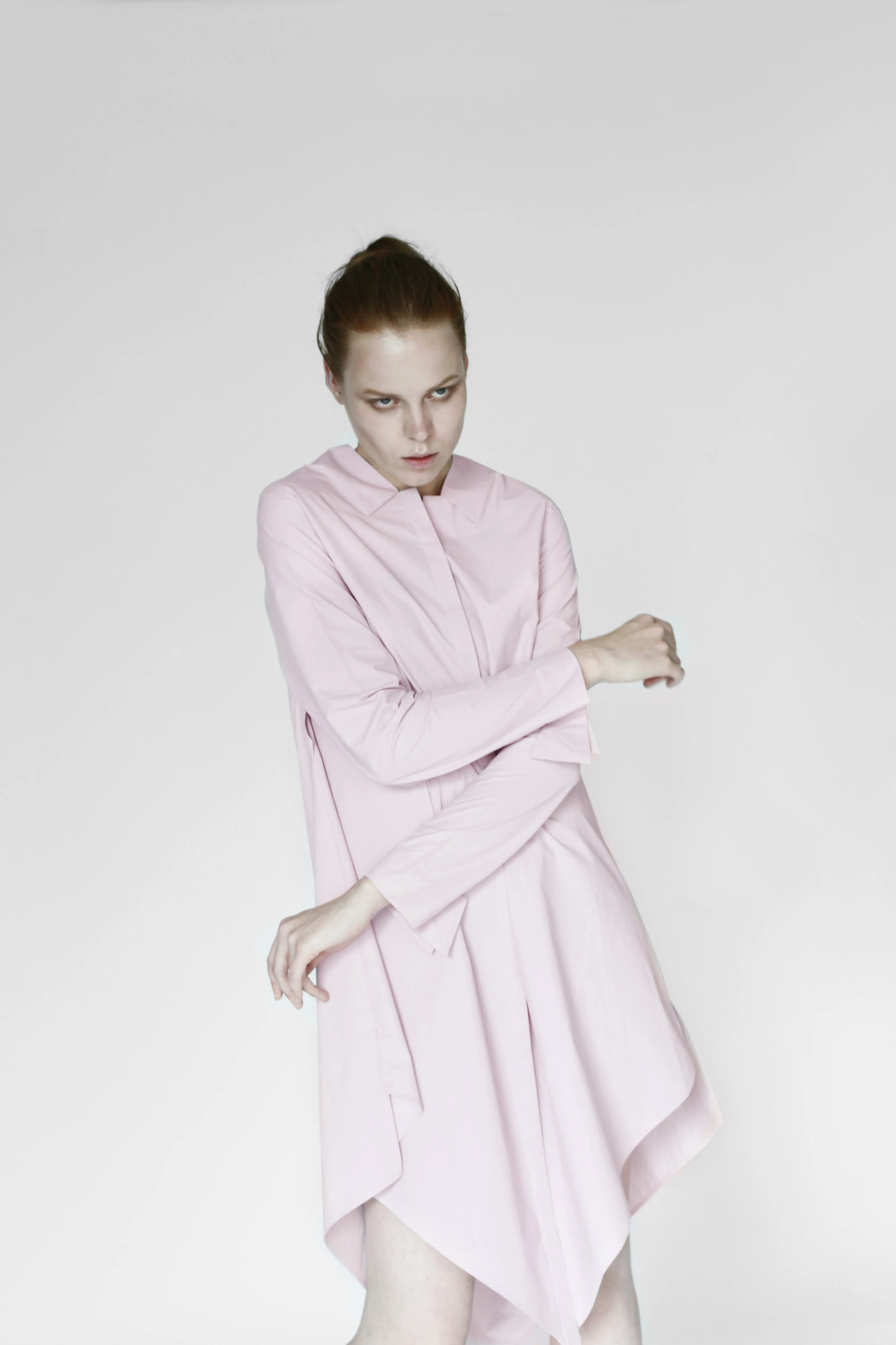 Origami Cotton Shirt Dress / Pink