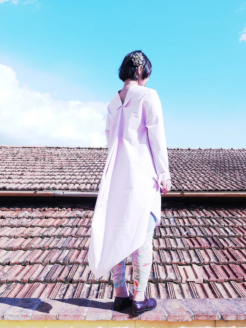 Origami Cotton Shirt Dress / Pink