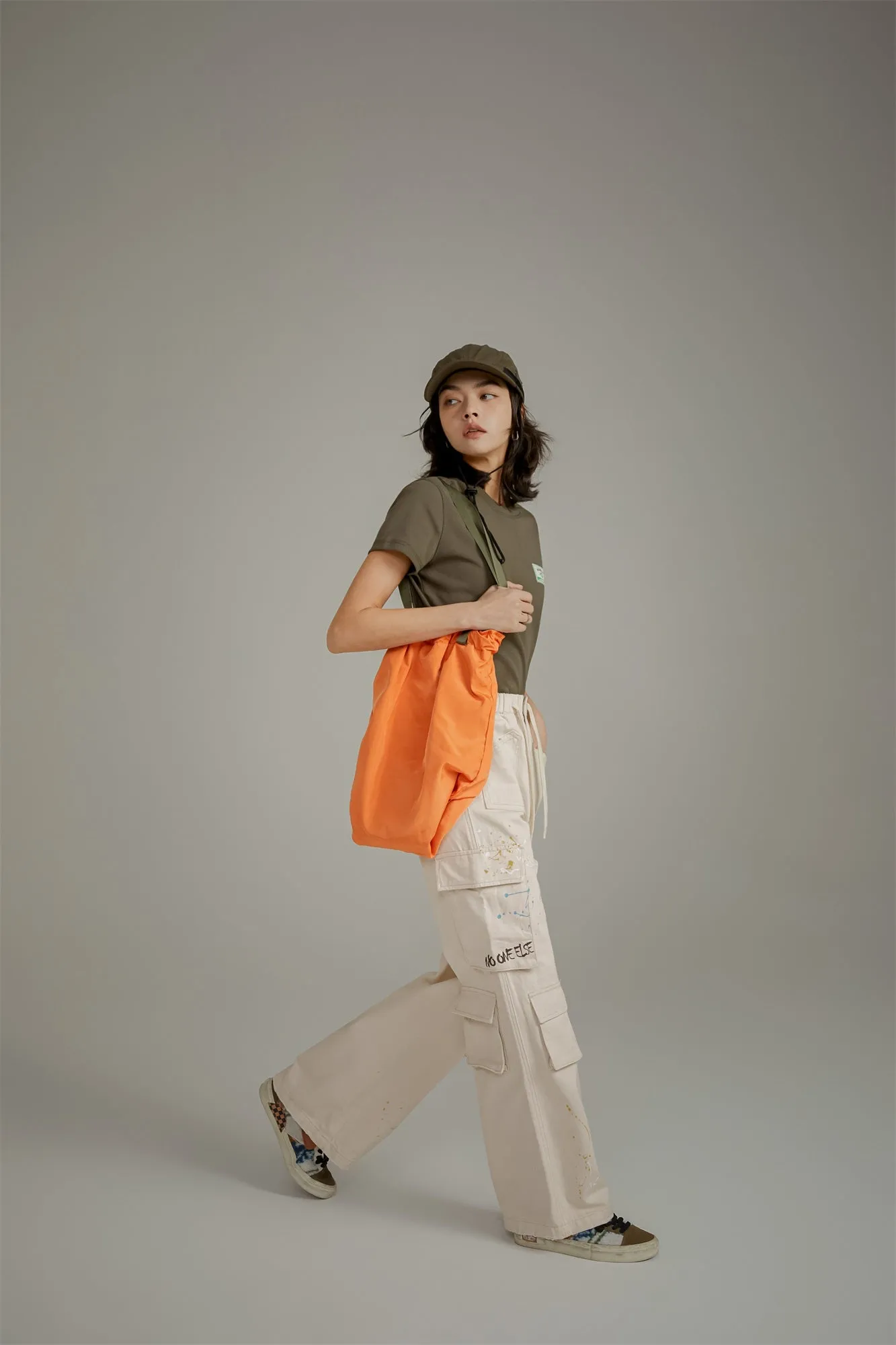 Paint Waist Banding Wide Cargo Pants