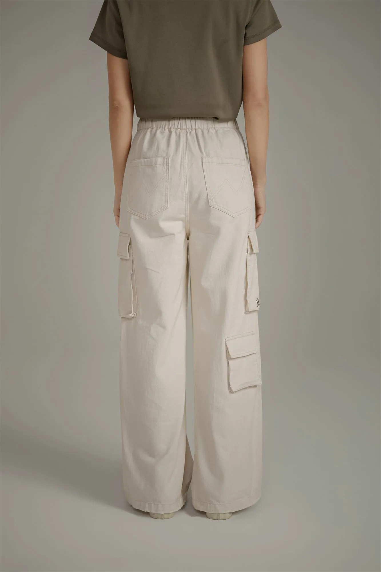 Paint Waist Banding Wide Cargo Pants