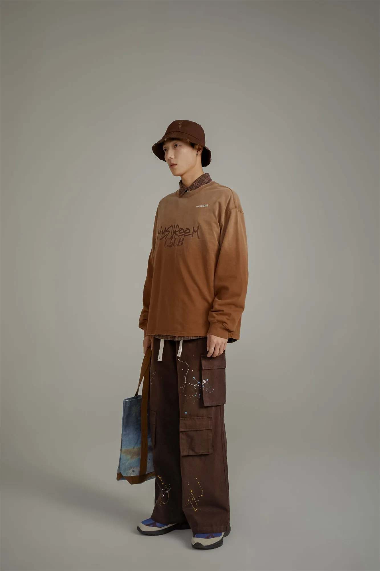 Paint Waist Banding Wide Cargo Pants