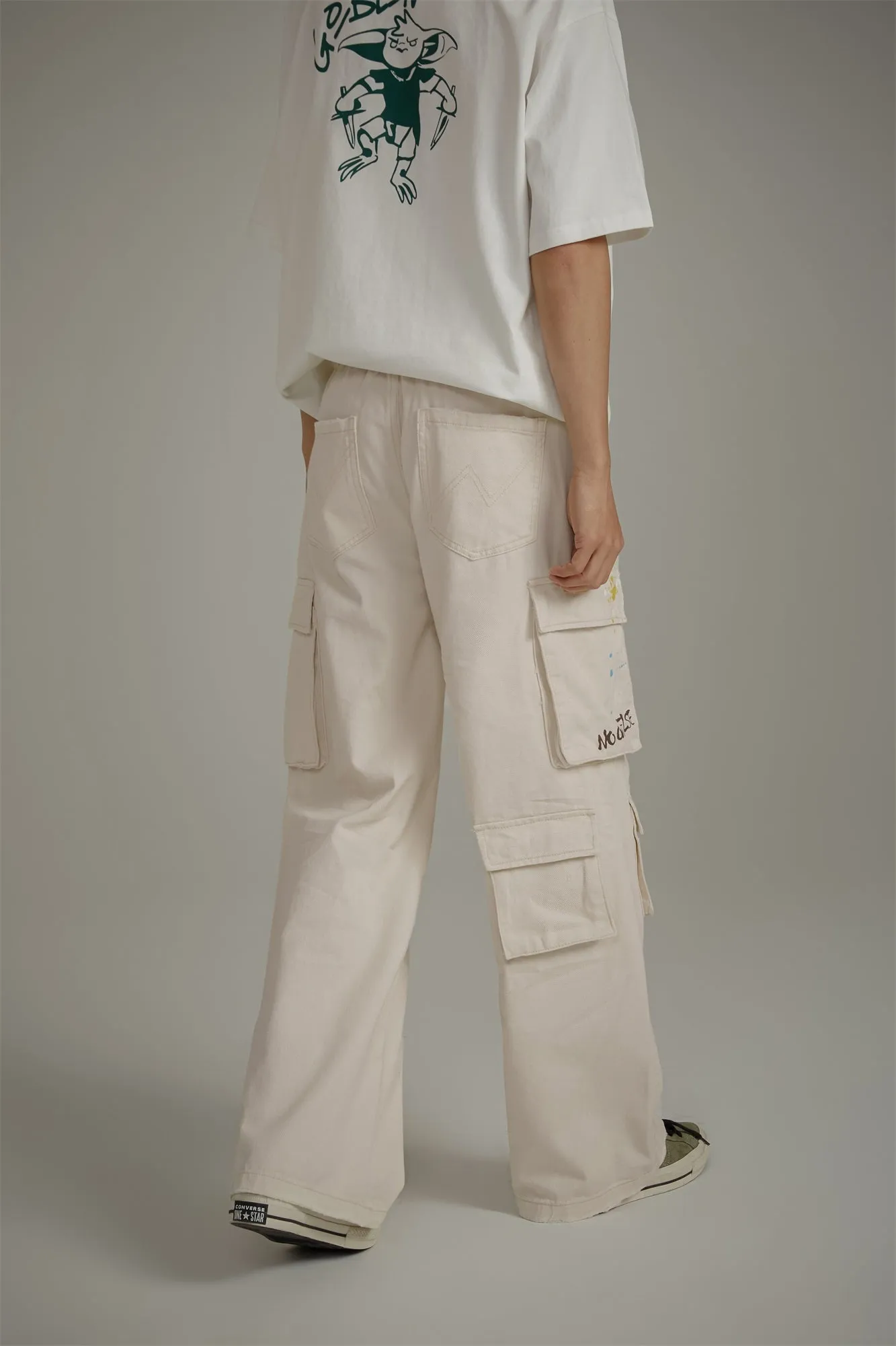 Paint Waist Banding Wide Cargo Pants