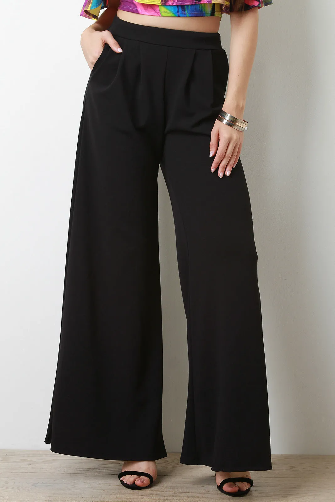 Pleated High Waist Wide Leg Pants