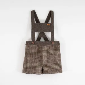 Popelin Brown Plaid Woollen Short Romper Suit (Mod 6.2)