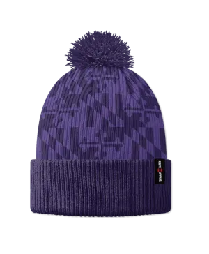 Purple Maryland Flag / Knit Beanie Cap w/ Pom-Pom