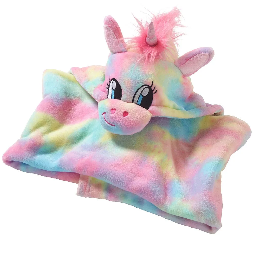 Rainbow Multicolour Unicorn Hooded Cuddle Blanket