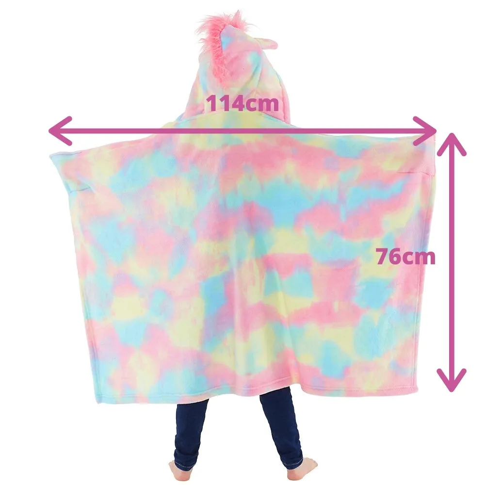 Rainbow Multicolour Unicorn Hooded Cuddle Blanket