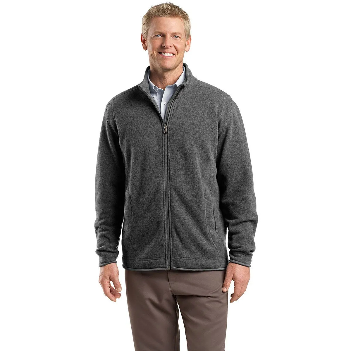 Red House Men's Grey Heather Sweater Fleece Full-Zip Jacket