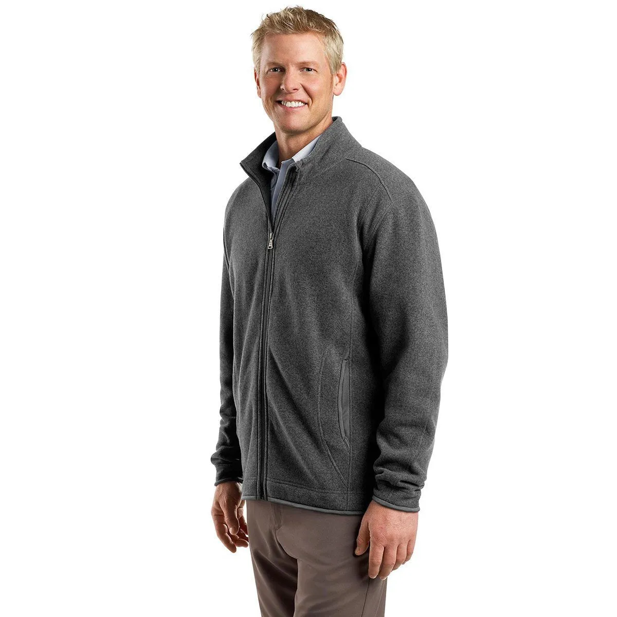 Red House Men's Grey Heather Sweater Fleece Full-Zip Jacket