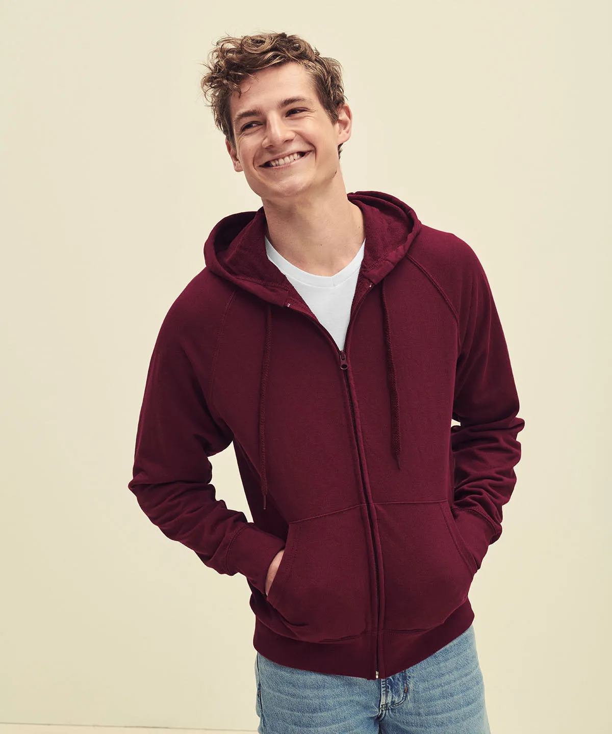 Red - Lightweight hooded sweatshirt jacket