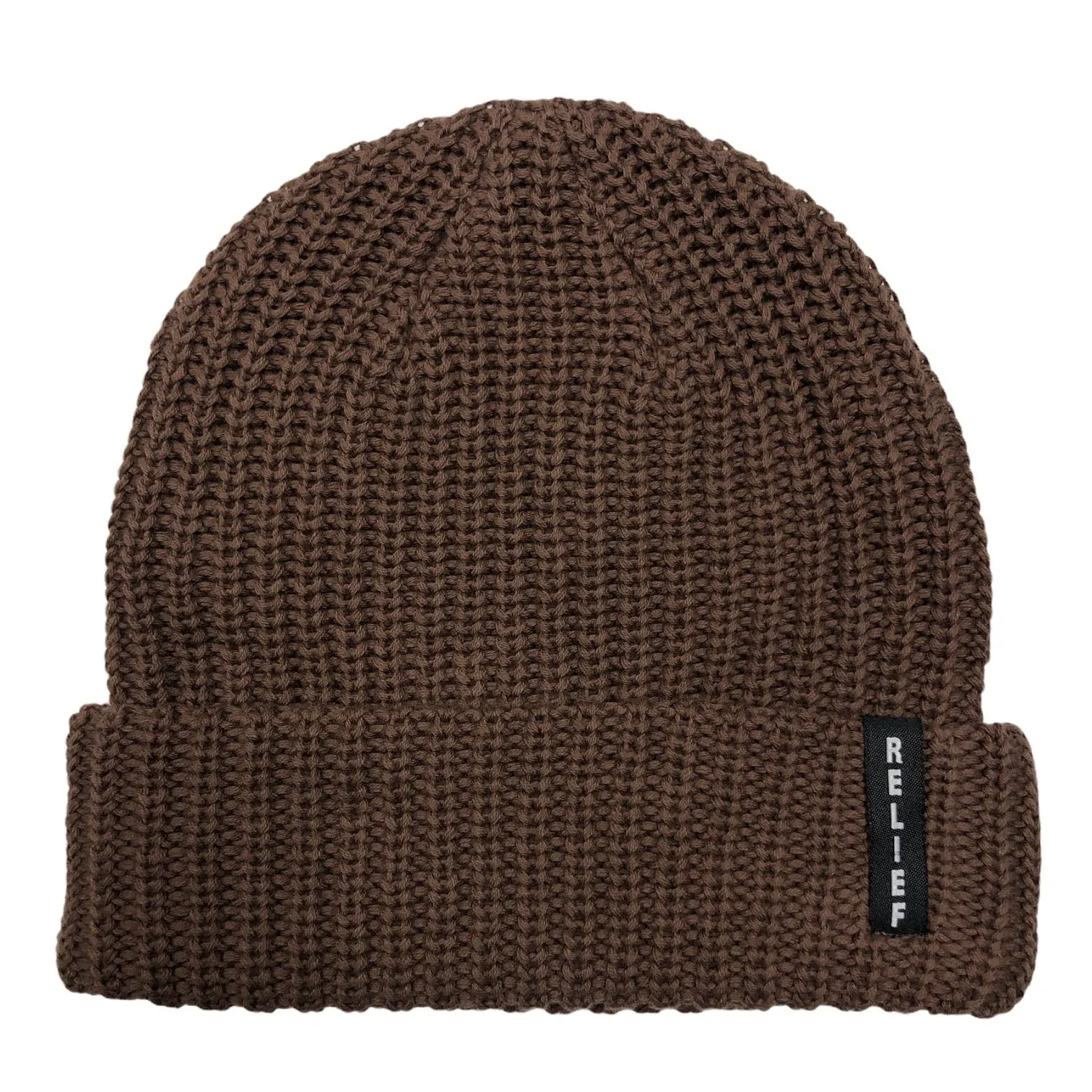 RELIEF COTTON KNIT CUFFED BEANIE BROWN