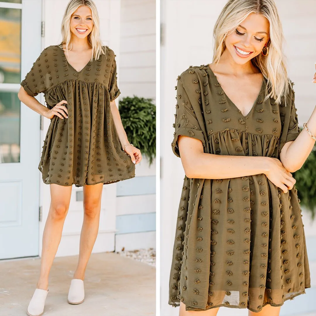 Remember The Days Olive Green Babydoll Dress