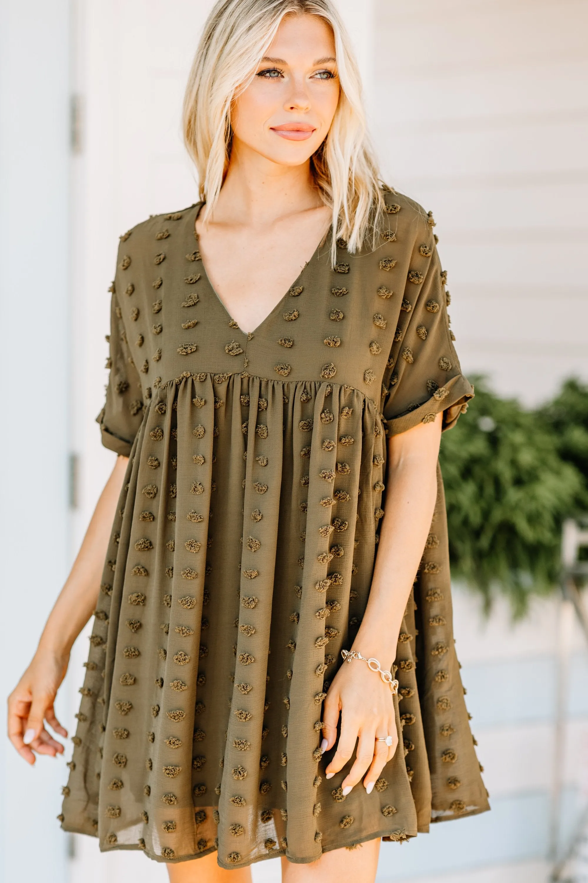 Remember The Days Olive Green Babydoll Dress