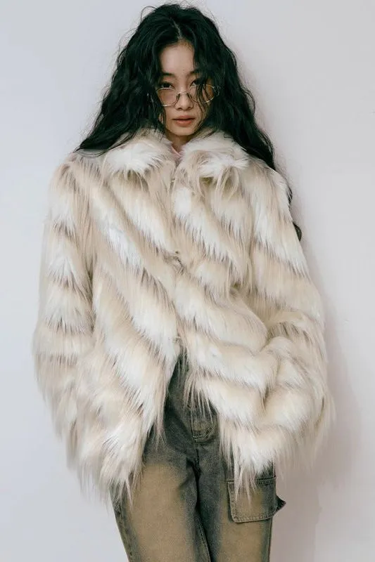 Retro imitation fox fur coat