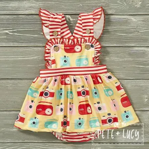 Retro Summer Girl Infant Halter Bubble Romper