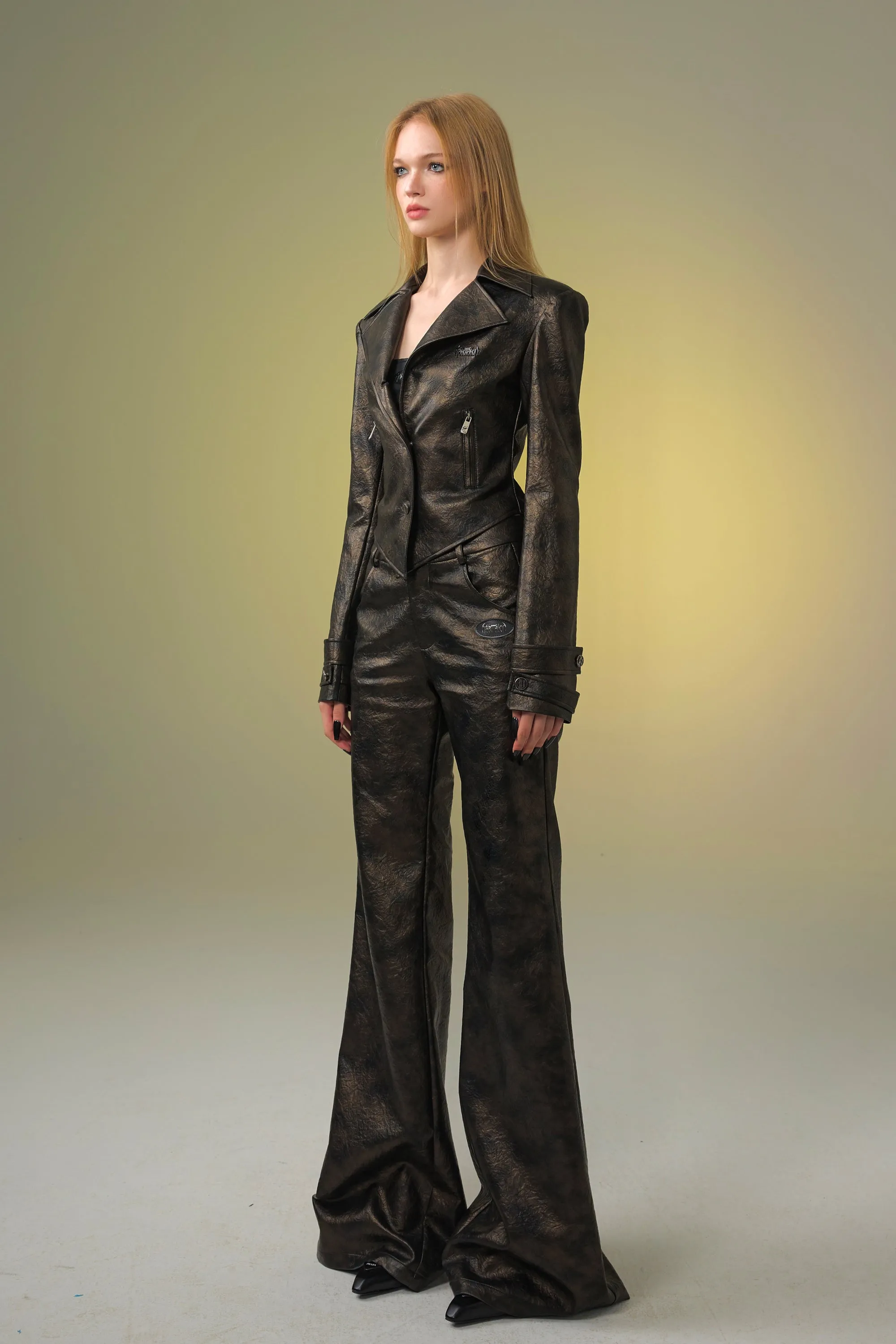 RUST & METAL waist-fitting leather suit