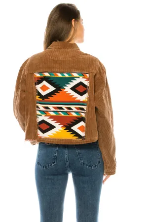 RUST CORDUROY JACKET WITH BACK AZTEC PATCH