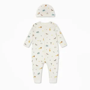 Safari Clever Zip Romper & Hat Set