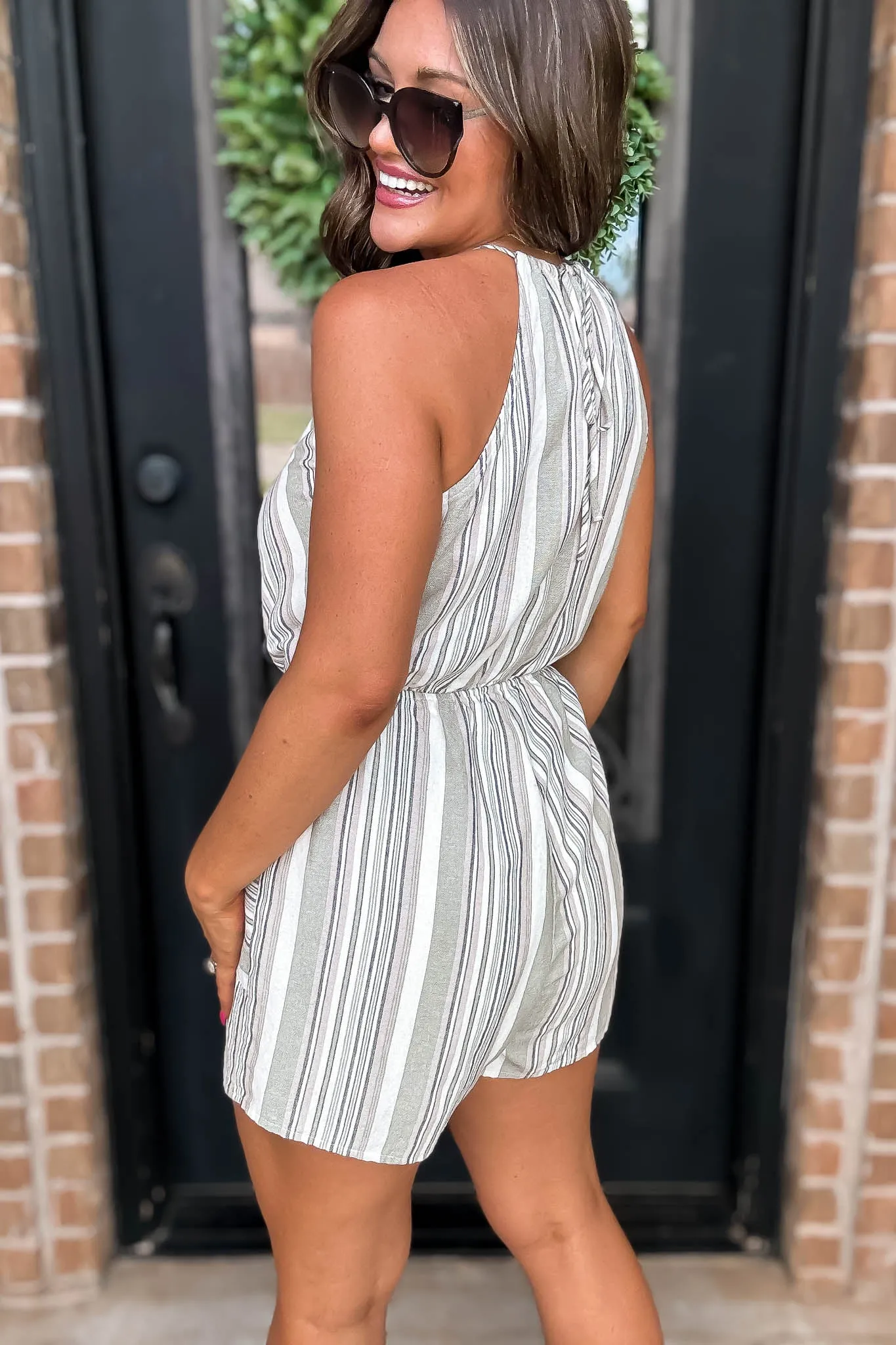 Sage Stripe Romper