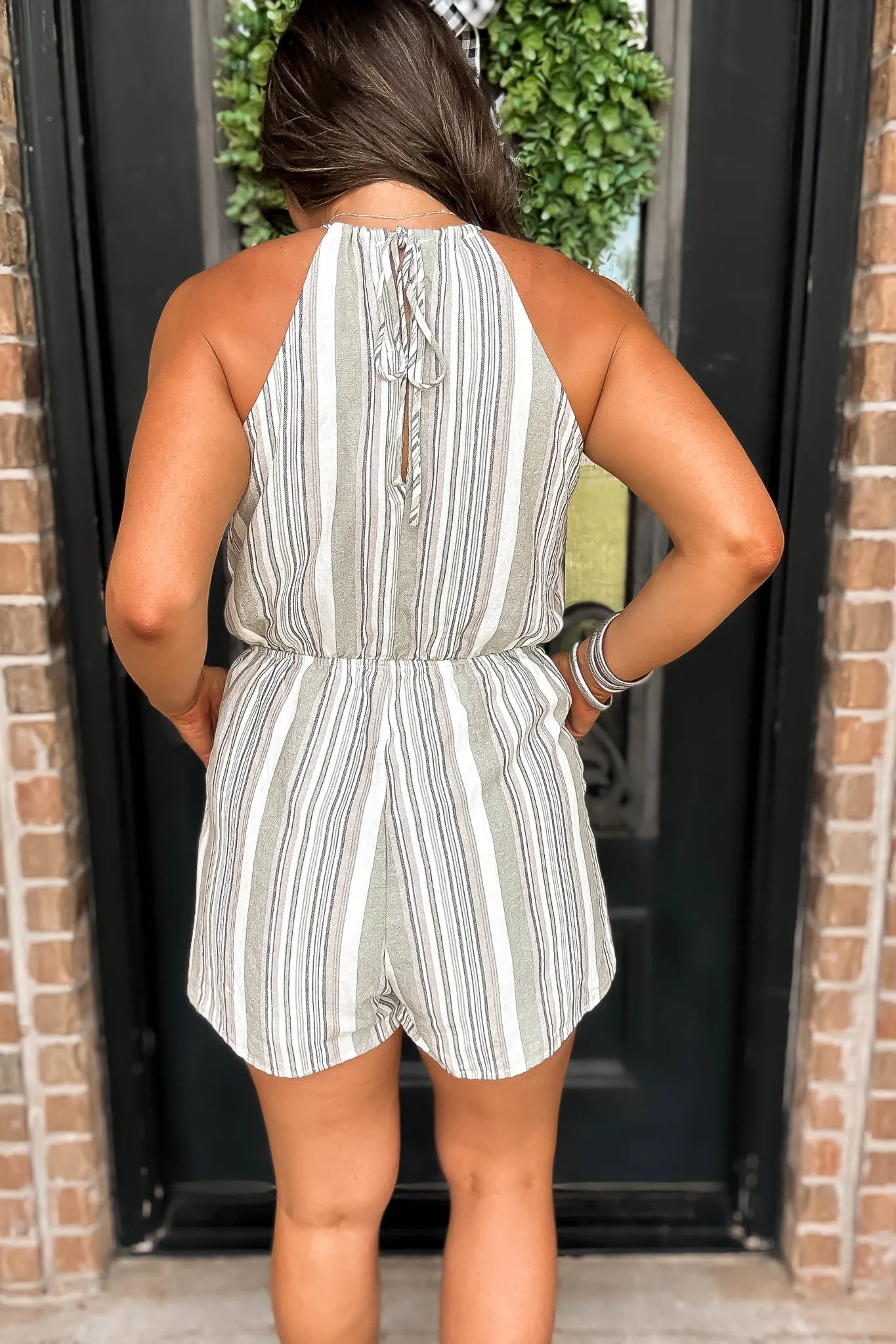 Sage Stripe Romper