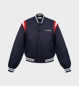 Serif Logo Varsity Jacket - Navy/White/Red