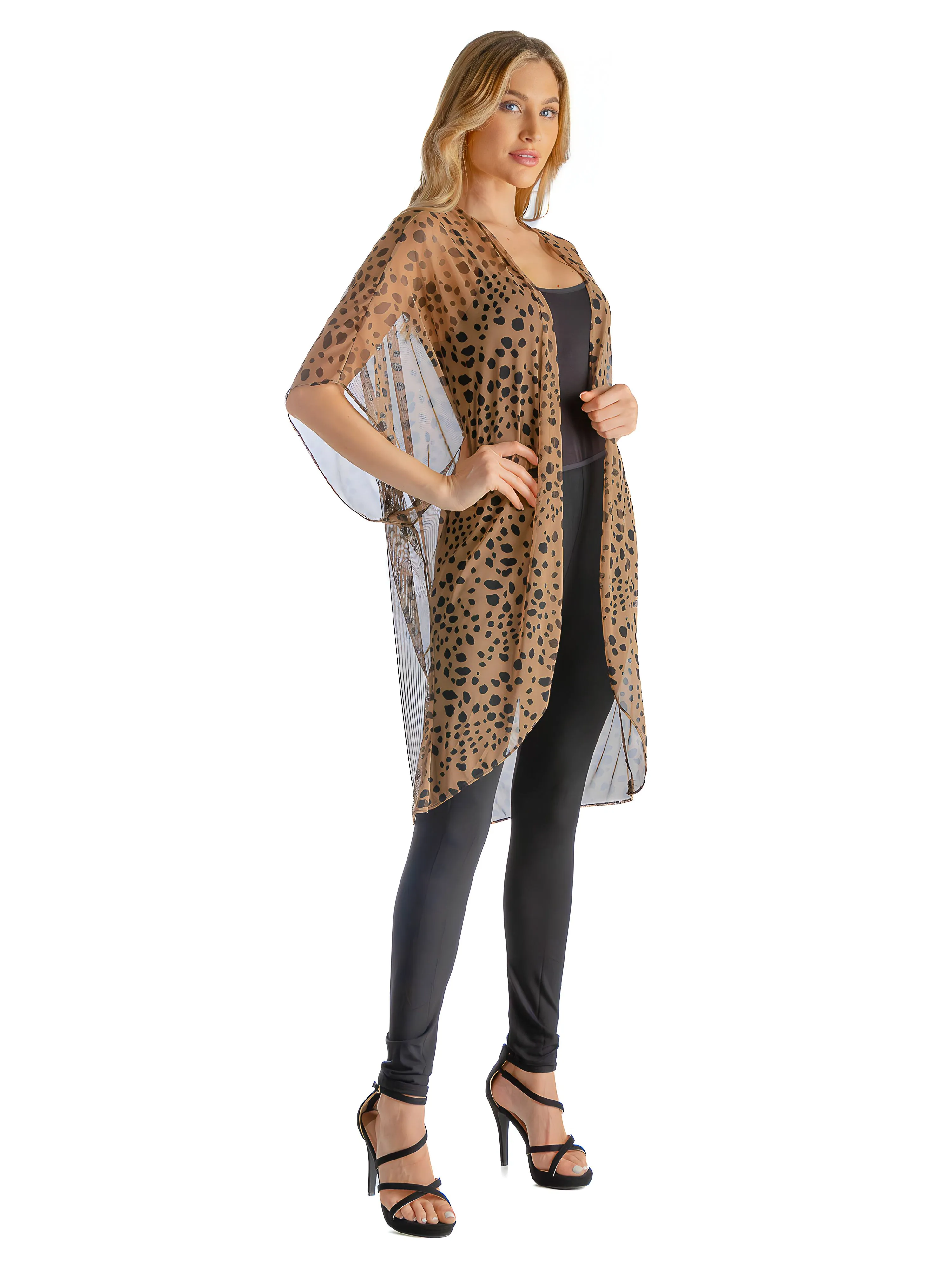 Sheer Animal Print Sheer Circle Cardigan