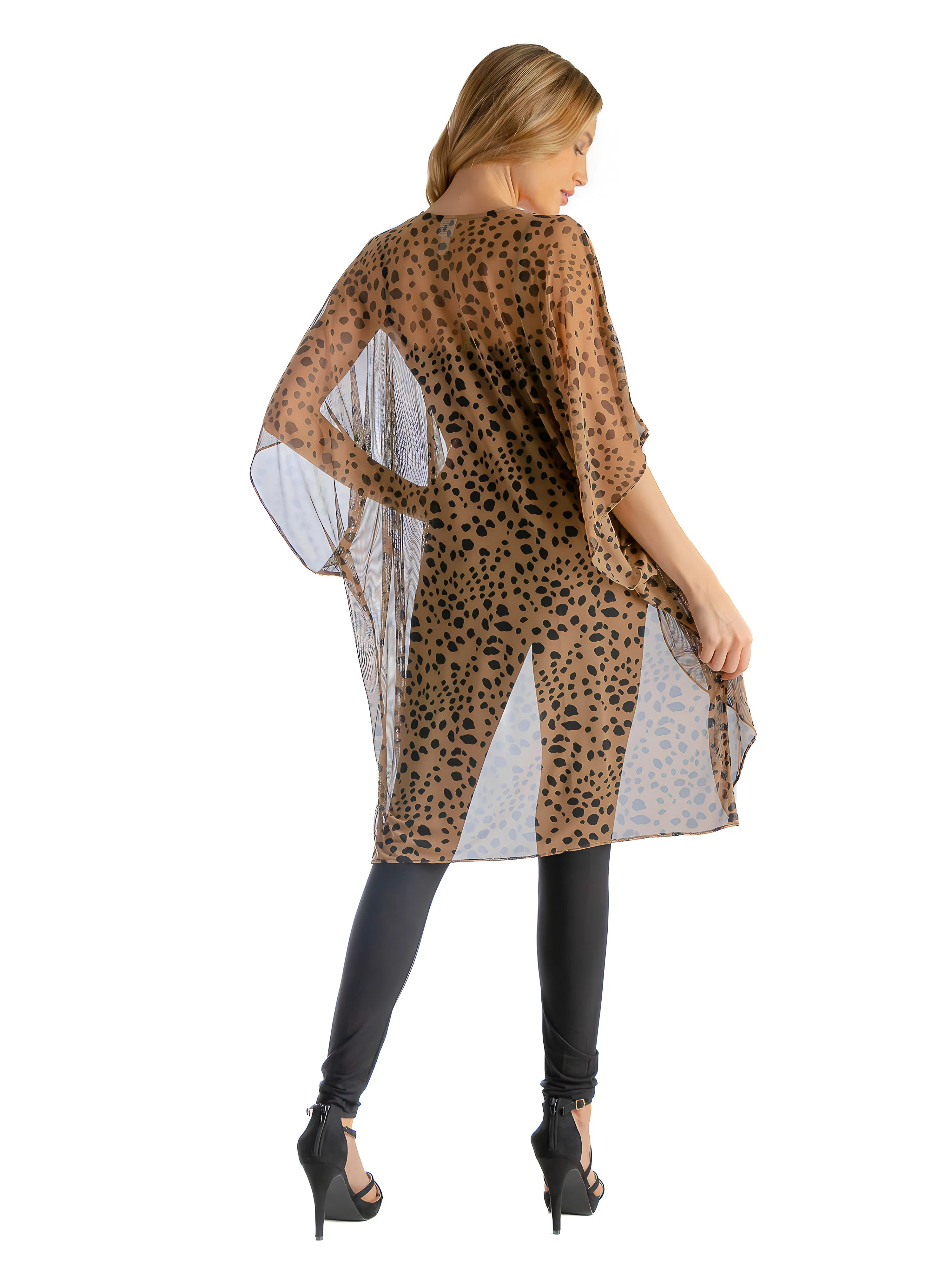 Sheer Animal Print Sheer Circle Cardigan