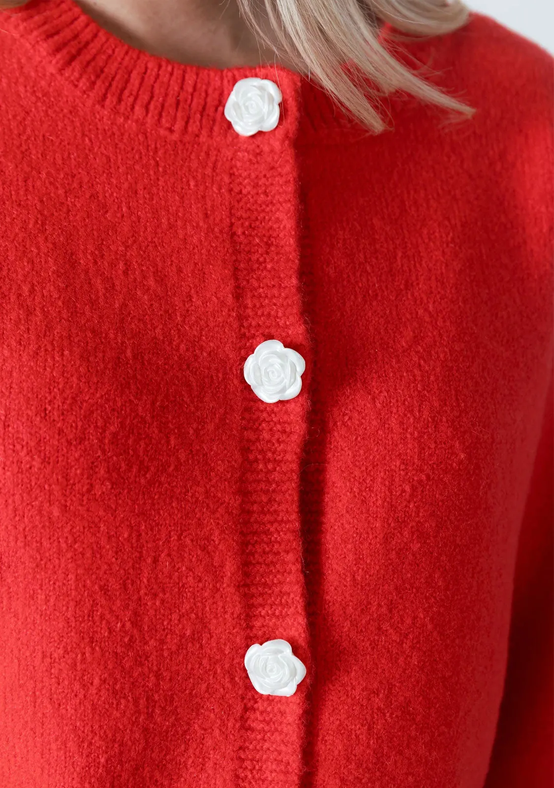 Short Cardigan w/Rose Buttons