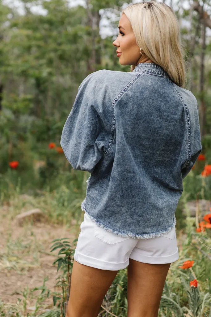 Sia Oversized Denim Crop Jacket