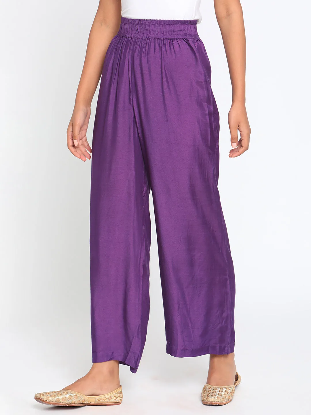 Silk Purple High waist Pant