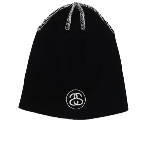 Skullcap Exposed Stitch Beanie, Black