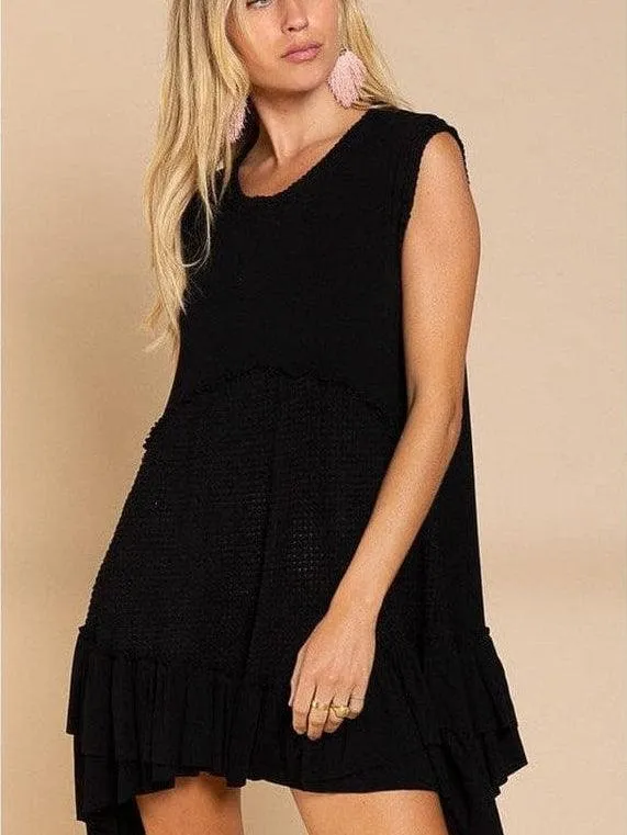 Sleeveless   Ruffled Tunic Mini Dress