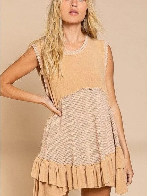 Sleeveless   Ruffled Tunic Mini Dress