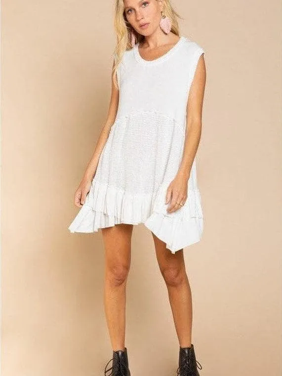 Sleeveless   Ruffled Tunic Mini Dress