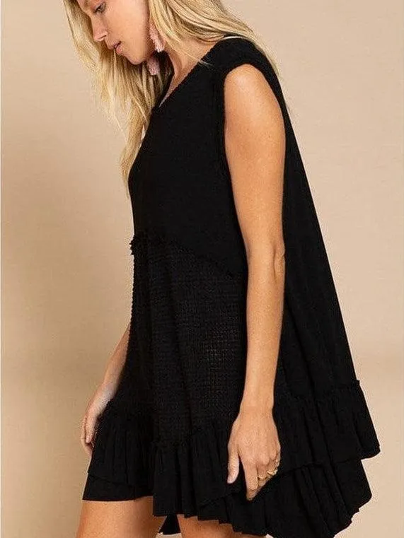 Sleeveless   Ruffled Tunic Mini Dress