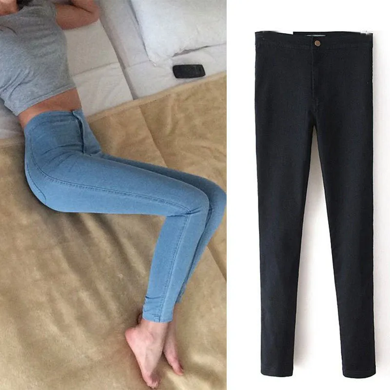 Slim Jeans For Women Skinny High Waist Jeans Woman Blue Denim Pencil Pants Stretch Waist Women Jeans Black Pants Calca Feminina