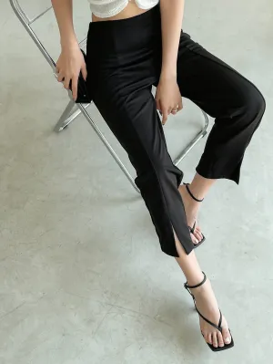 Slit Hem High Waist Pants